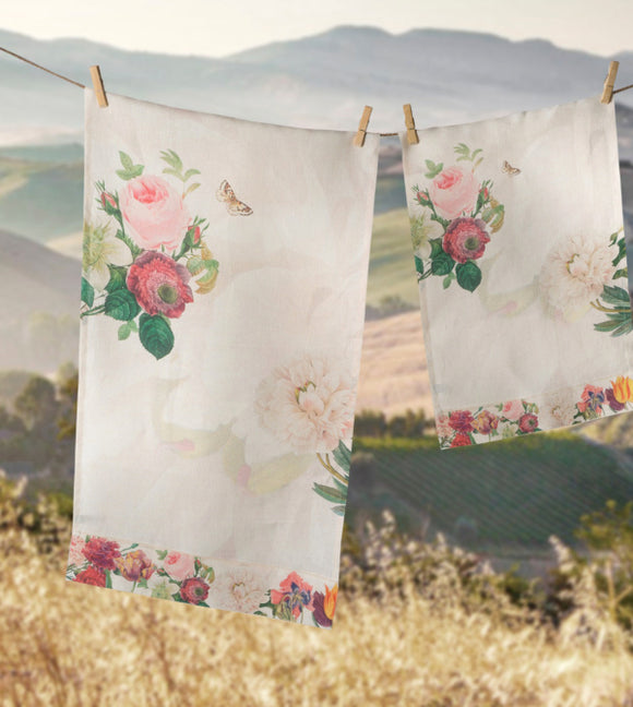 Coppia Asciugamano Lino Garden Eden 100% Lino - THE NAPKING