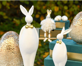 Coniglio Papillon Decorazione Pasquale  Bianco Oro