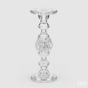 Portacandela Gemma in Vetro Trasparente H30cm - EDG