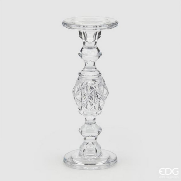 Portacandela Gemma in Vetro Trasparente H30cm - EDG
