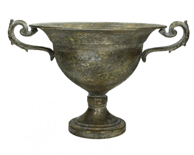 Coppa Anticata Liscia in Metallo Bronzo 38cm Stile Nordico