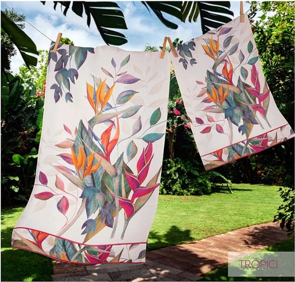 Coppia Asciugamano Ospite Tropici 100% Lino - THE NAPKING