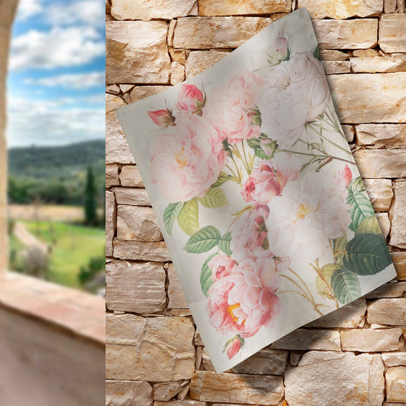 Canovaccio Roses V1 100% Lino 55x75cm - Tessile Cucina The Napking